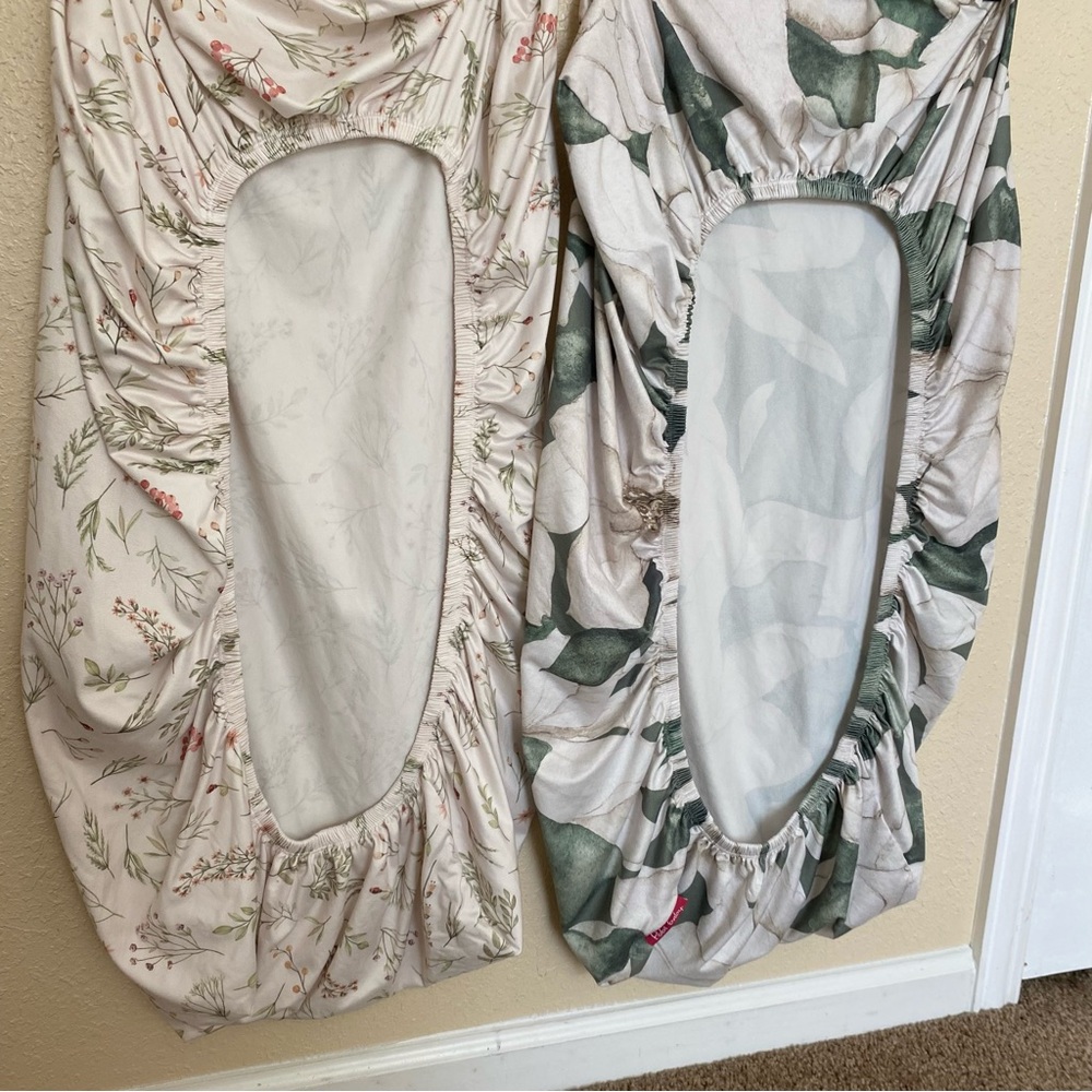 Pobi Baby Mini Crib Floral Green Sheet Set Bundle - Picture 4 of 6